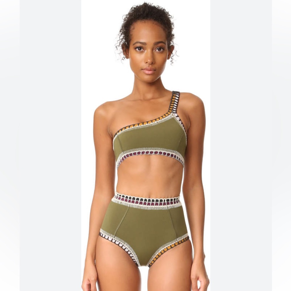 KIINI Olive Green One-Shoulder Bikini
